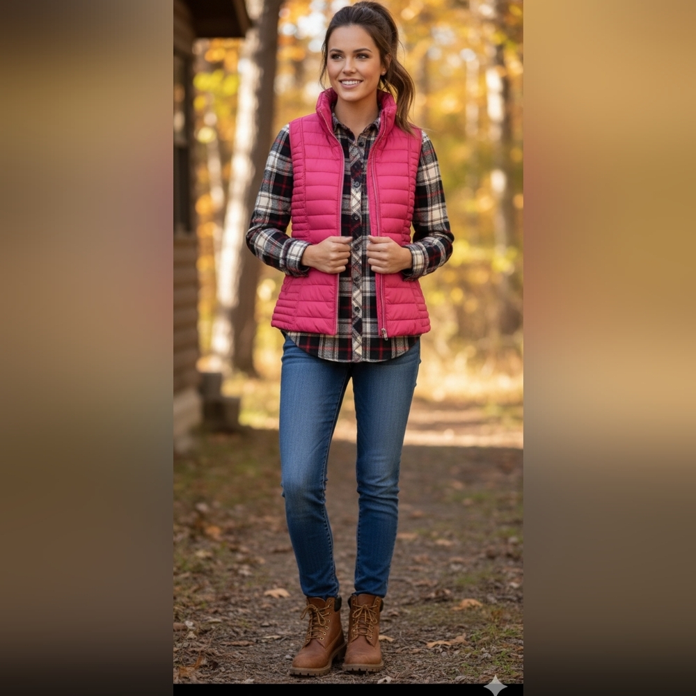NAUTICA Reversable Pink Puffer Vest Womens Medium